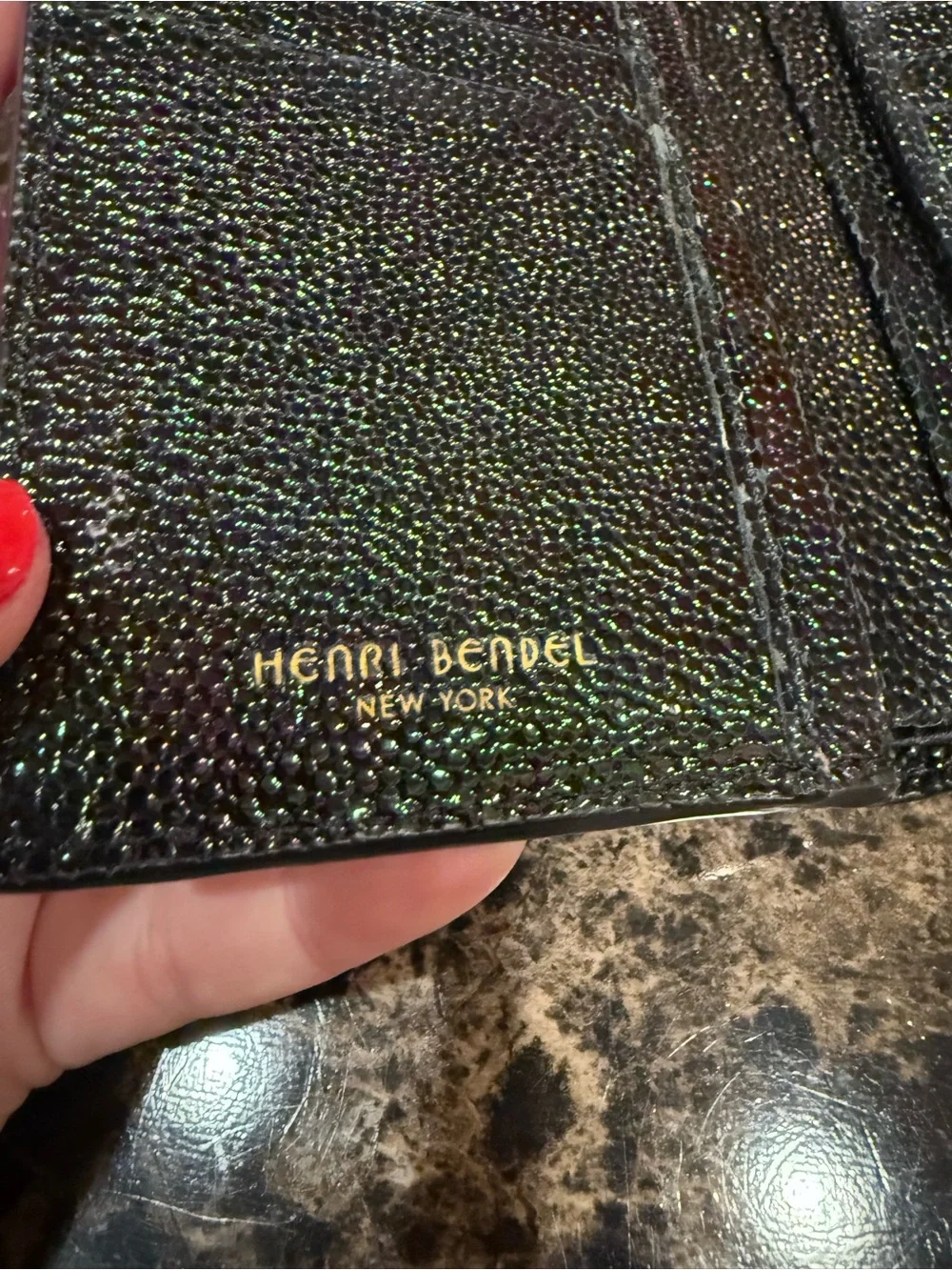 ❌SOLD❌🌟 Rare Henri Bendel Petrol Oil Slick Iridescent Trifold Wallet 🌟 - Picture 11 of 16